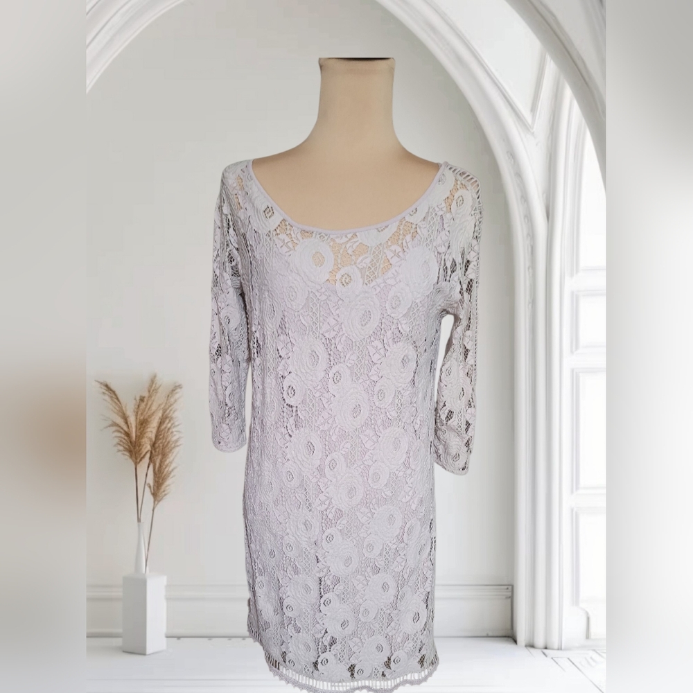 *SOLD* GF Collection Elegant Lace Dress in Taupe